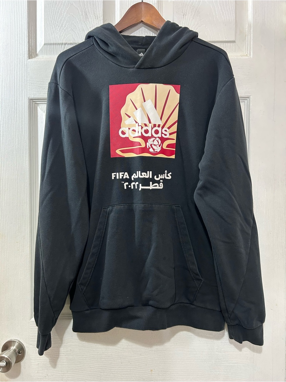 Adidas FIFA World Cup Qatar 2022 Emblem Hoodie Black Men’s Large